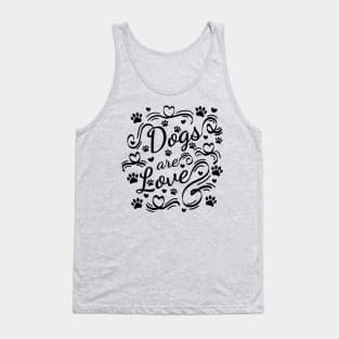 Dogs Are Love Paws And Hearts Typography Tank Top